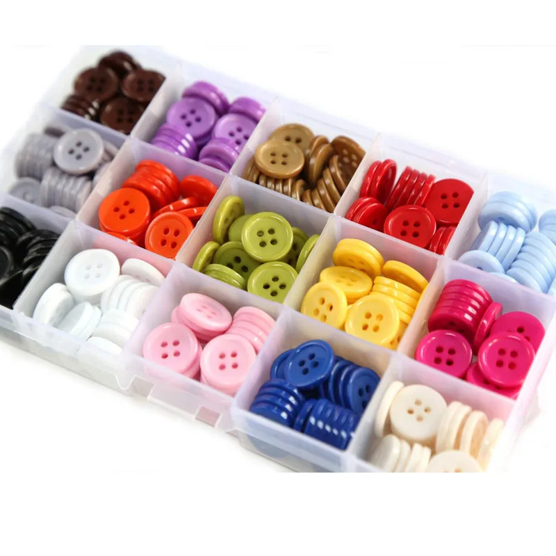 300 PCS 15mm Flat Seam Buttons 15 Colors DIY Household Sewing Buttons Kindergarten Hand-made Materials High Quality