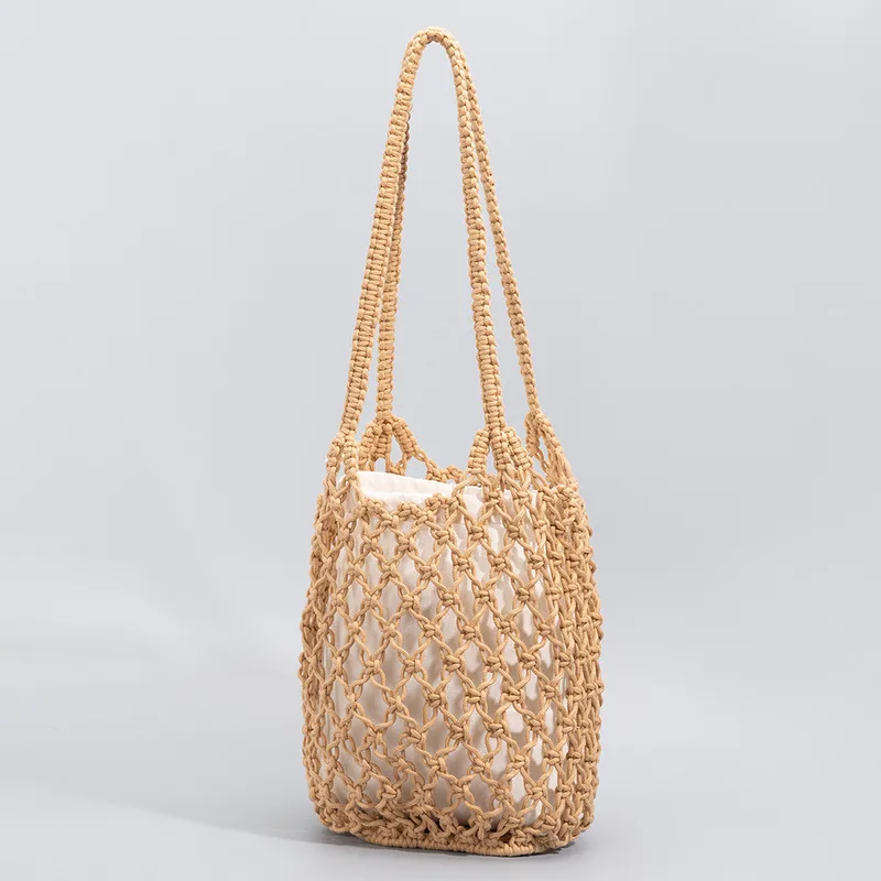 

Handmade woven bag for women's seaside big bag 2025 new summer vacation beach bucket shoulder bag for women