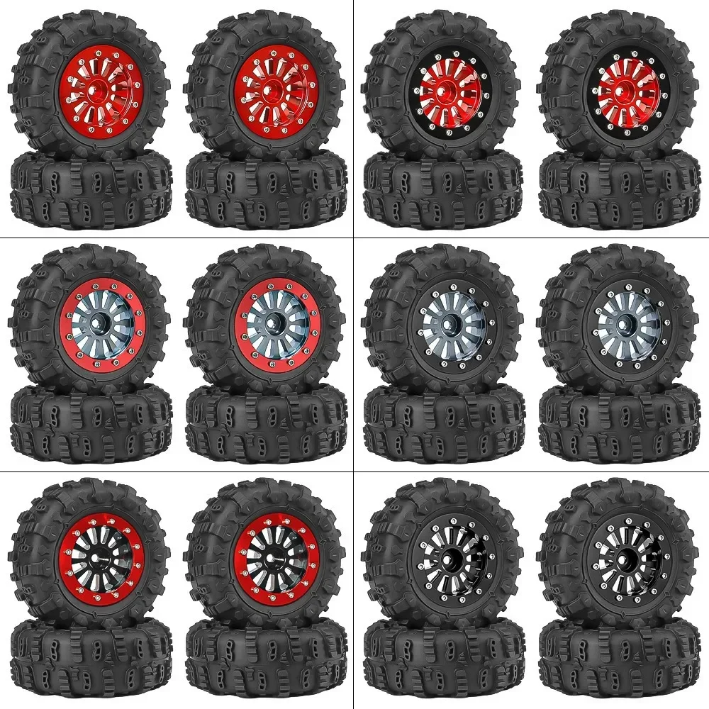 

1.3" Metal Beadlock Wheels 65mm Butyl Tires 7mm Hex for TRX4M/SCX24 1/18-1/24 Crawler Upgrade Set of 4