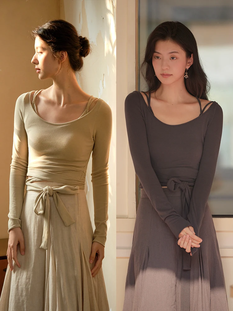 

Комплект MOLIFUSU: вязаный топ и юбка-фалды в стиле ретро-балета «Танец лебедя» для женщин, осень 2023