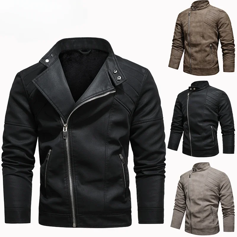 Jacke Herren Mantel Winter Leder Bomber Echte lässige braune Jacken Mäntel Kunstleder Vintage Schwarz Bikerjacke Herren winddicht