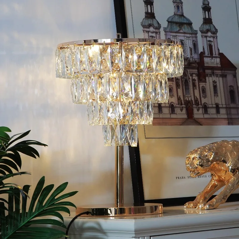 

Post-modern Luxury Iron Base LED E27 Floor Lamp Rectangle Crystal Lampshade Bedroom Restaurant Study Living Room Standing Light