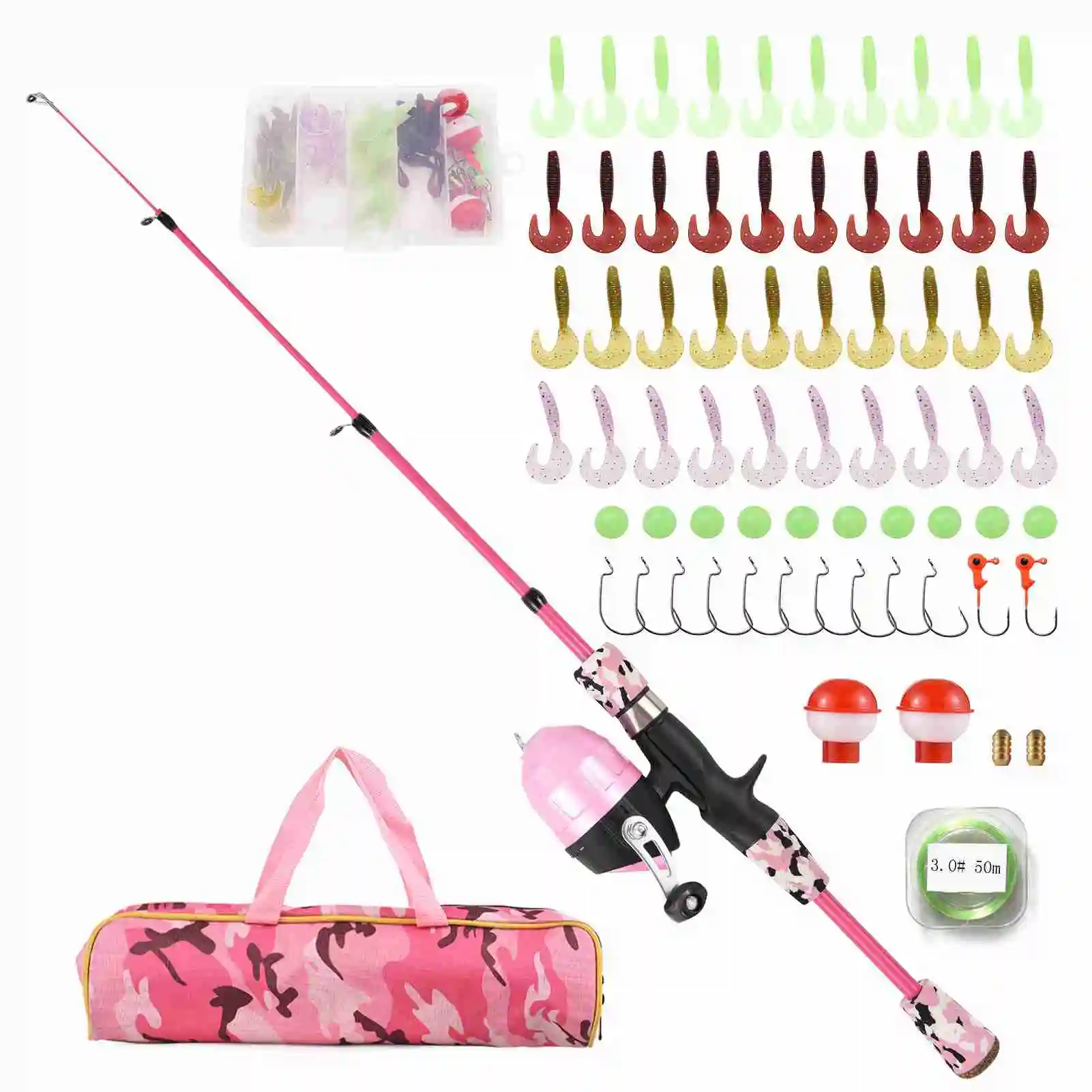 

casting rod Kids Fishing Pole Telescopic Fishing Rod and Reel Combo Kit with Fishing Lures Fishing Lines Fishing Hooks