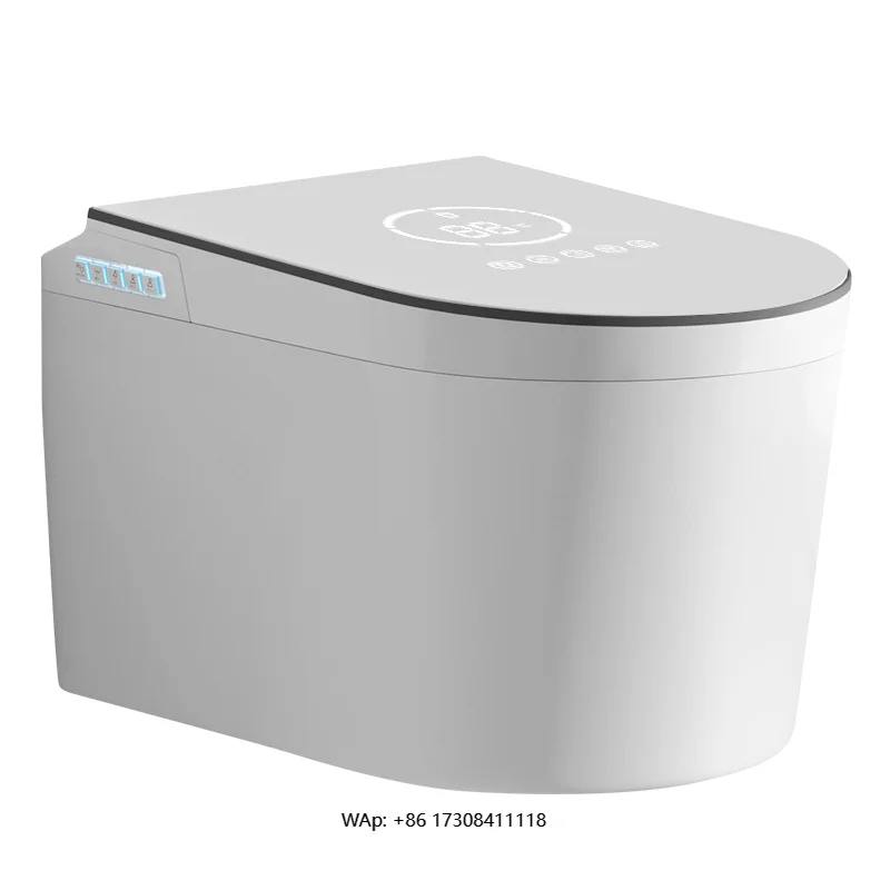 Modern Design Intelligent Wall-Hung Ceramic Toilet Easy Cleaning with Remote Control and Seat Heating Smart Bathroom Accessory