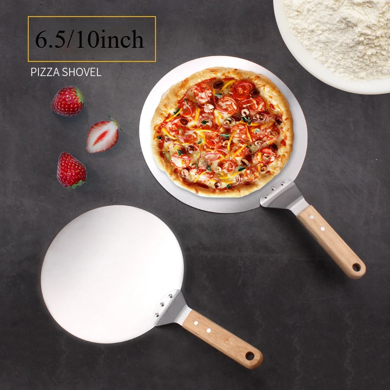 6,5/10 zoll Pizza Schaufeln Holzgriff Edelstahl Kuchen Schaufel Pizza Schaufel für Hausgemachte Backen Pizza Brot Kuchen werkzeuge