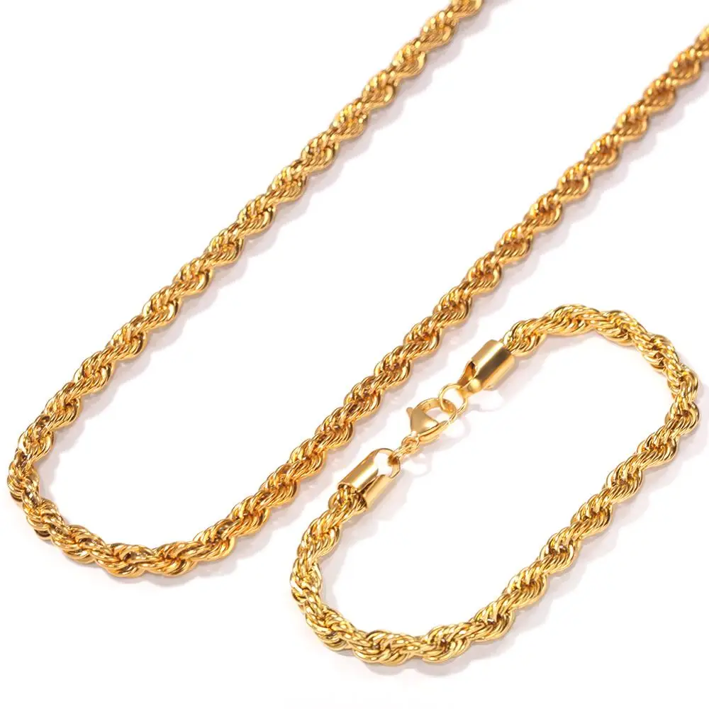 الجملة 6mm الحبل سلسلة الفولاذ المقاوم للصدأ تويست سلسلة PVD مطلية بالذهب قلادة 304L المجوهرات #3