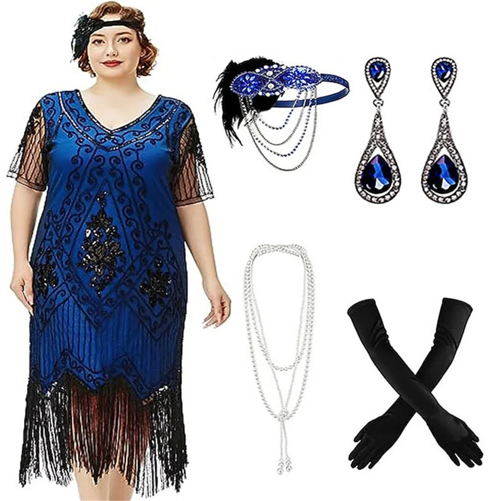 Imagem -05 - The Great Gatsby Lantejoulas Tassel Fringe Flapper Vestido para Mulheres Roupas Retrô Anos 20 1920 Flapper Headband Xales