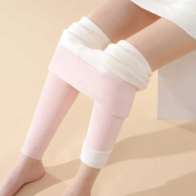 Hohe Taille Verdickte Hosen Frauen Mode Brief Drucken Fleece Gefüttert Warme Leggings Frau Winter Hohe Spandex Weiche Leggings Dame