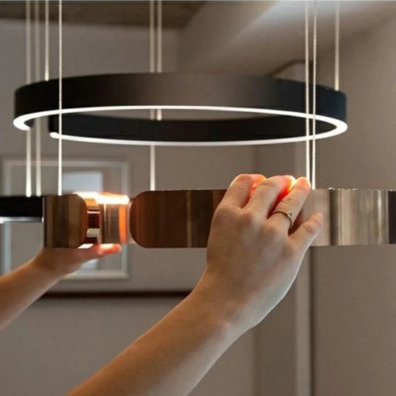 Modern Creative Pendant Lamp Circular Ceiling Chandelier Table Dining Room Bedroom Kitchen Home Decorative Lighting Luminaires