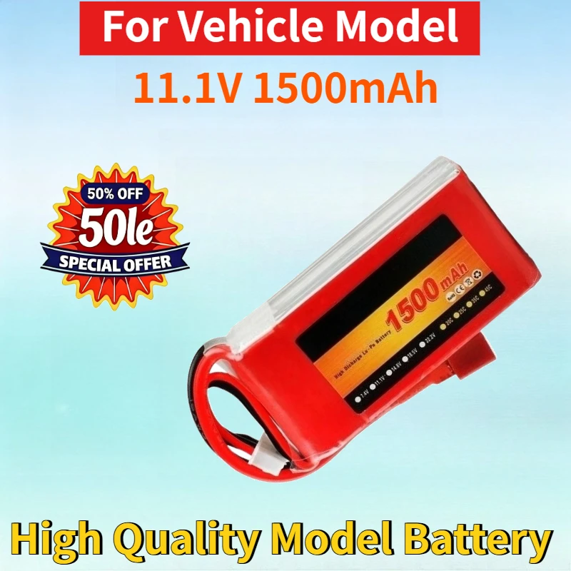 

New 11.1V 1500mAh 25C Lithium-polymer Rechargeable Battery Pack for Vehicle Model Fixed Wing Aircraft High Quality Model Battery