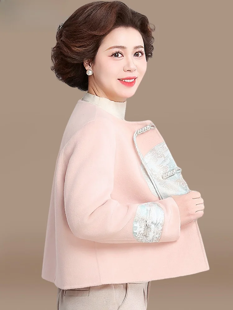 

Spring Faion Woolen Coat ort Sle Women's Wear ly Ladies' Korean Weather Resistant Cardigan Pure Color round Ne