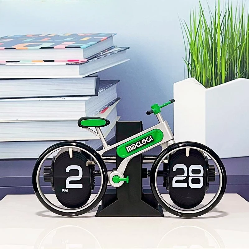 Creative Bicycle Flip Clock Home Desktop Personalized Bicycle Shape Flip Clock Fashion Decorative Gift Clock