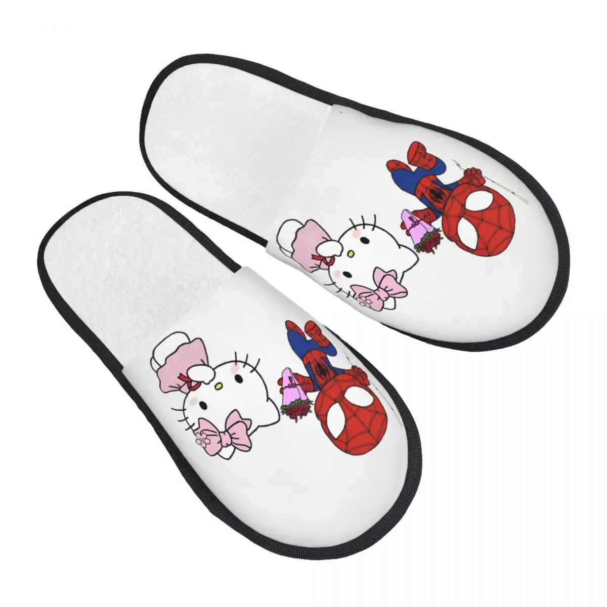 Человек-паук предлагает свадьбу, домашние тапочки с героями мультфильмов «Hello Kitty», мягкие домашние меховые тапочки для спальни, противоскользящие шлепанцы