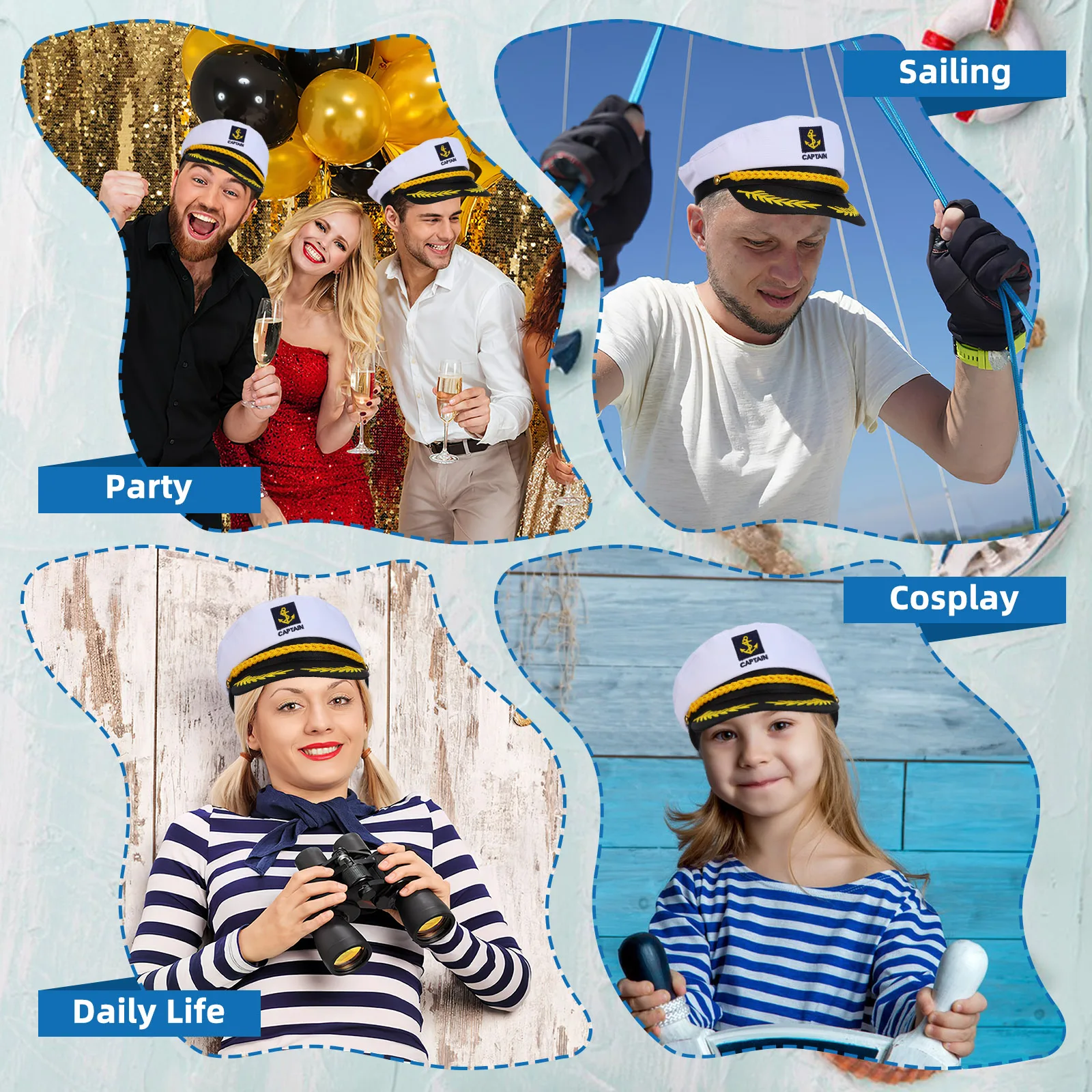 

Embroidered Captain Hat Lightweight Adjustable Navy Sailor Hats for Adults Popular Jewelry Accessories Cosplay Gift