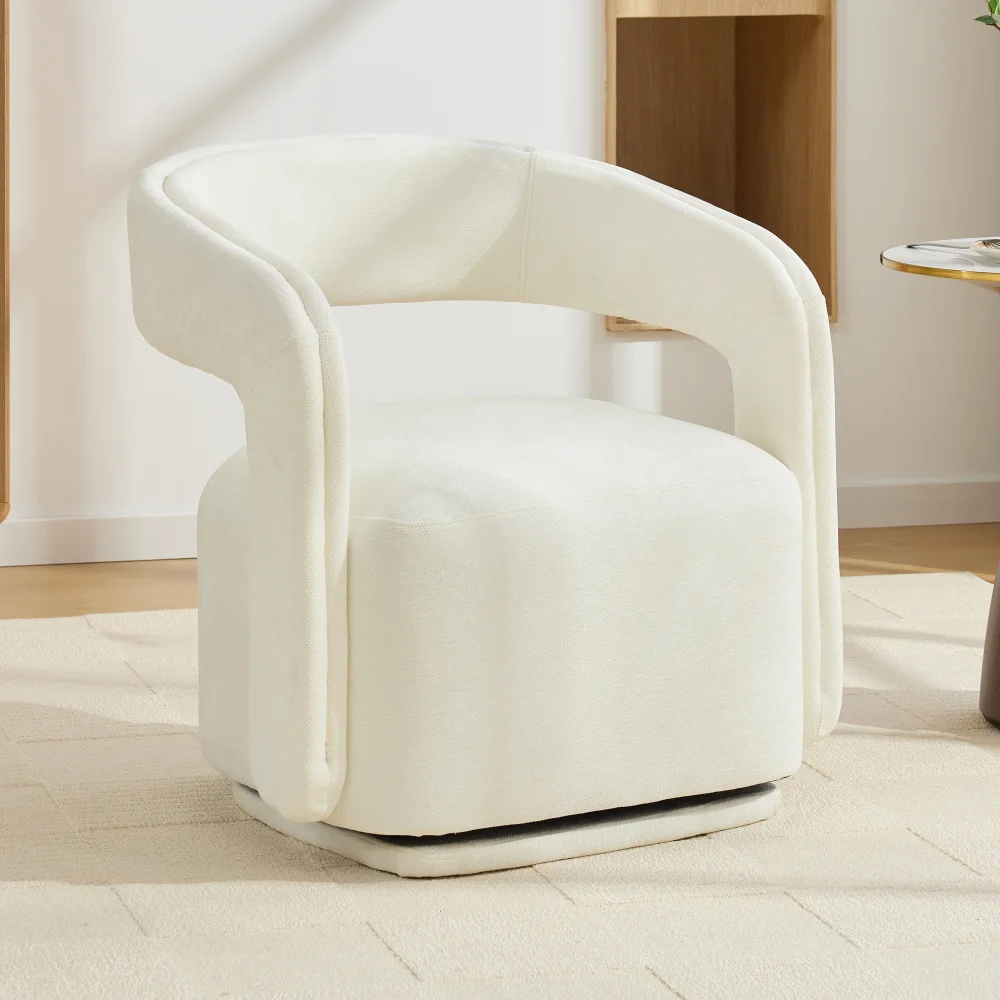 Moderner strukturierter Chenille-Barrel-Sessel – Komfortabler Polster-Akzentsessel für Wohnzimmer, Schlafzimmer, Leseecke, Apartment und kleine Räume