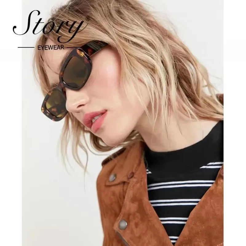 STORY Vintage Rectangle Sunglasses for Women 2020 Brand Designer Classic Retro Leopard Small Square Sun Glasses Shades S77087H