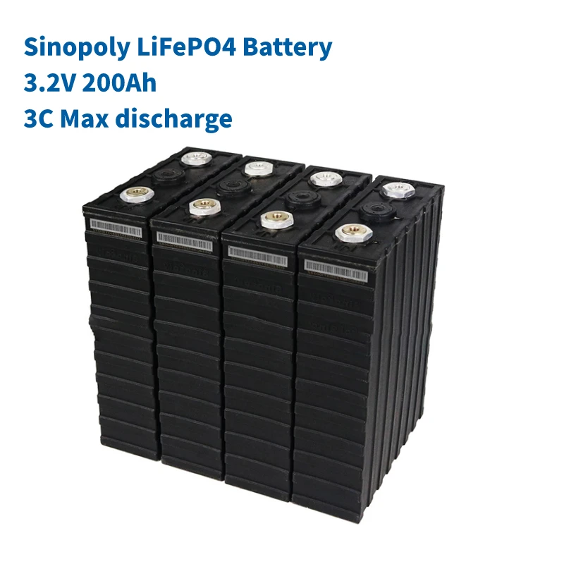 Cellules de batterie rechargeables Sinopoly veFePO4, haute qualité, système solaire, offre, décharge, 5KW, 10KW, 20KW, 30KW, 3.2V, 200Ah