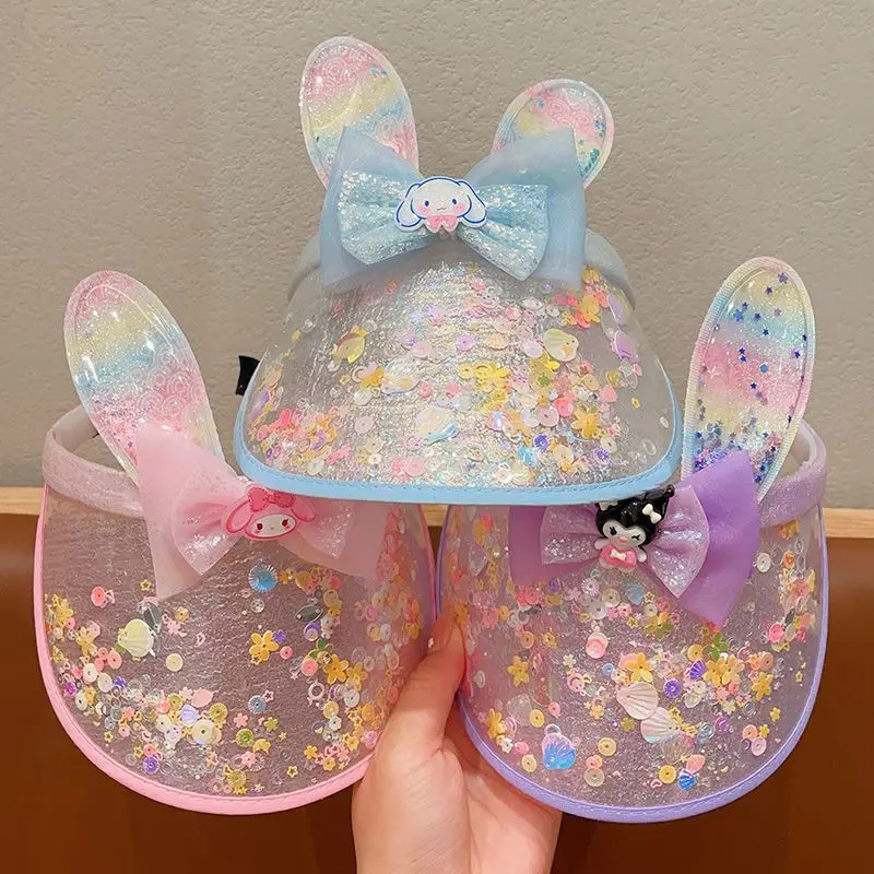 Cute Cartoon Sanrioed Kuromi Cinnamoroll My Melody Children's Sun Protection Hat Summer UV Protection Sun Protection Hat Sun