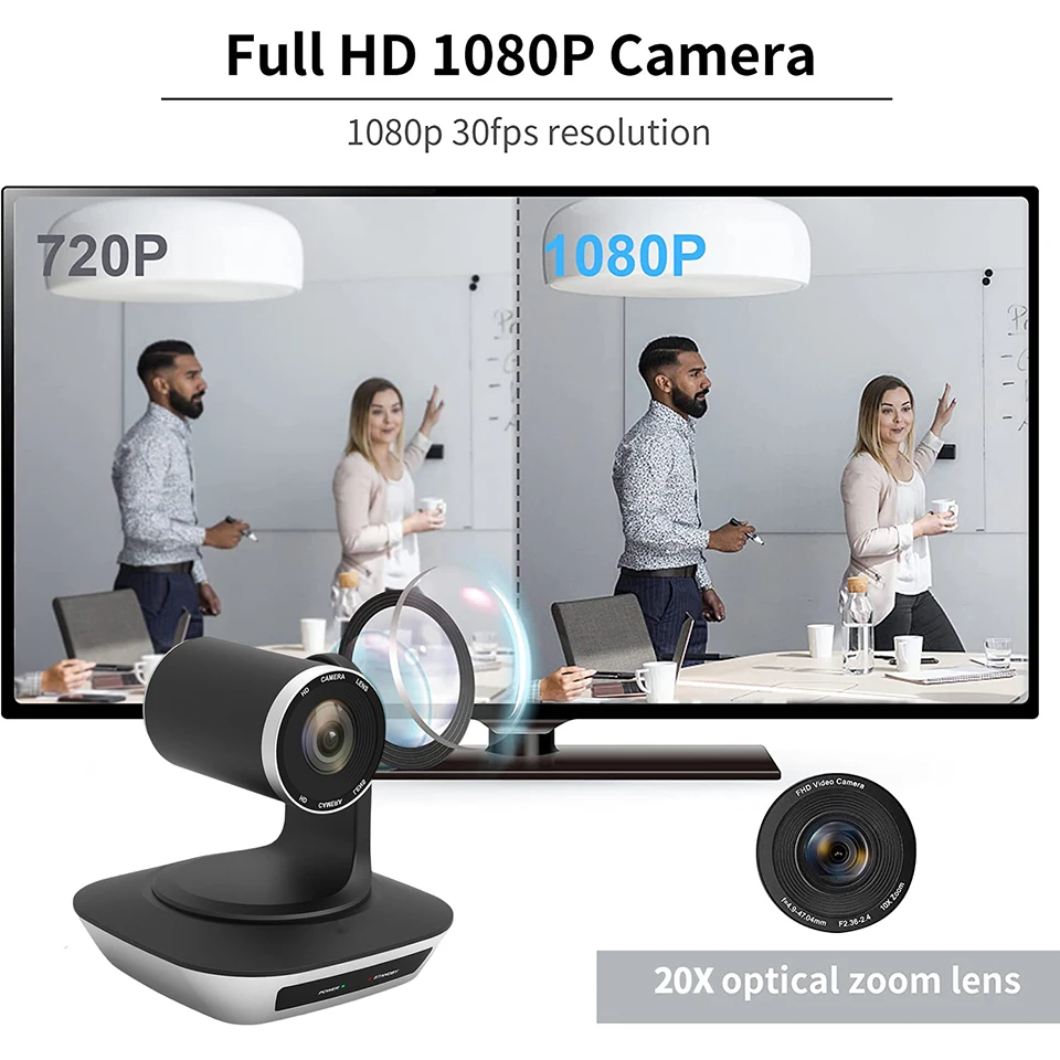 Full HD1080P/60FPS 3X 10X 20X Optical Zoom HDMI USB2.0 PTZ Video Conference Camera Live Streaming Broadcast Confer System