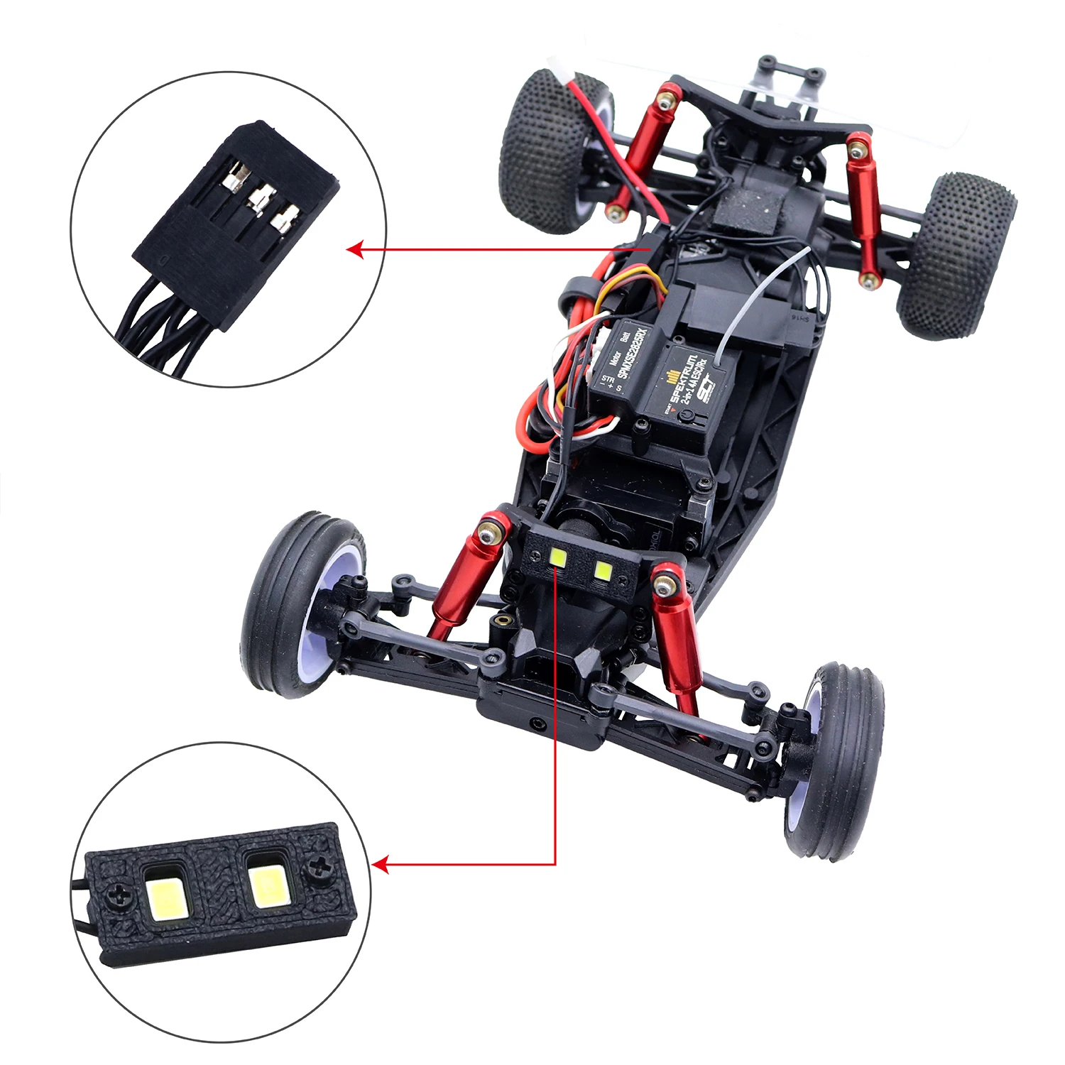 ไฟสปอตไลท์หน้า ไฟท้าย ชุดไฟ LED สำหรับรถ LOSI Micro-B 1/24 2WD Buggy RC อะไหล่ไฟทำมือแบบพิเศษ