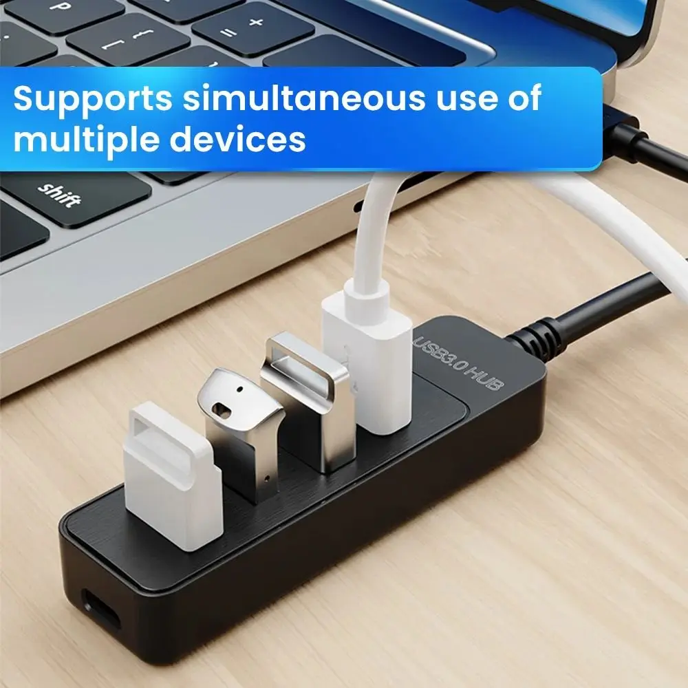 4 Port USB 3.0 Hub Expansion Dock High Speed USB 3.0 Splitter Multifunctional with Type C Port USB Power Adapter Splitter