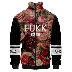 3d Printed Rose Flower Graphic Jacket For Men Oversized Floral Pattern Zipper Jackets Coat Woman Clothes Kurtka Damska