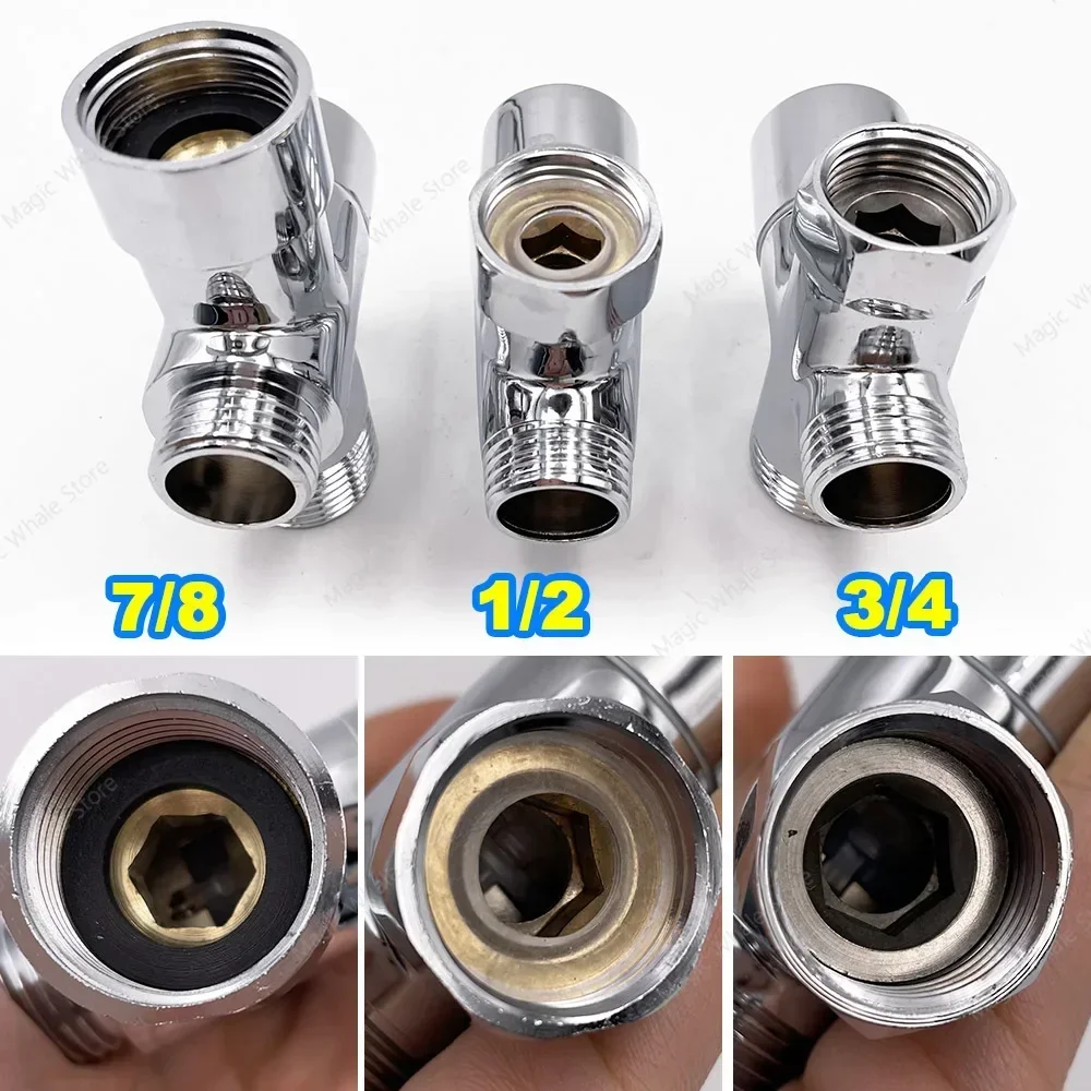 Bidet Chrome T Adapter with Shut-off Valve T Adapter 3-way 7/8\