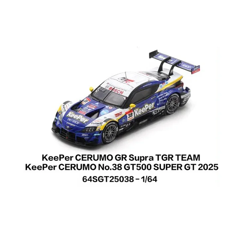 Spark 1:64 KeePer CERUMO GR Supra TGR TEAM KeePer CERUMO No.38 GT500 SUPER GT 2025 Alloy Die Cast Car Model Collection Gift