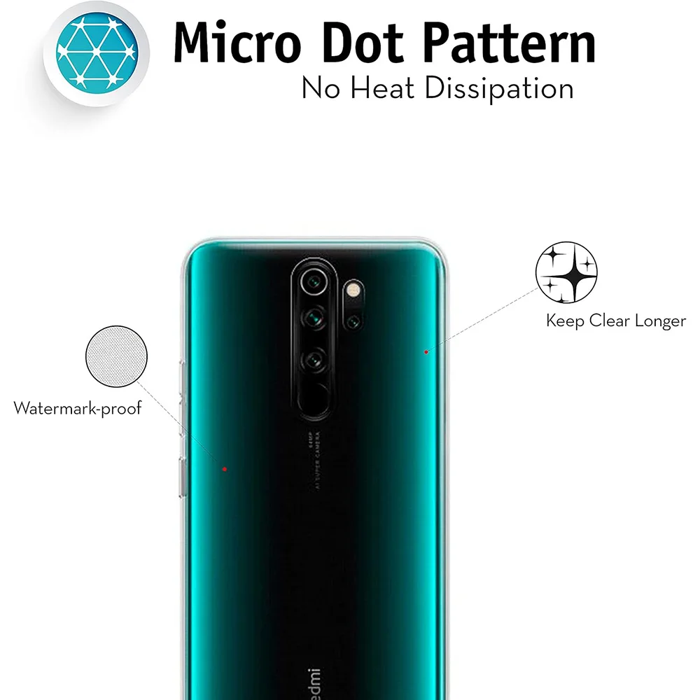 Ultradünne, klare Silikon-Softhülle für Xiaomi Redmi Note 8 9 Pro 8T 9S 9A 9C 9T 8A Transparente, klare Rückseite Slim Shell – Detail 7