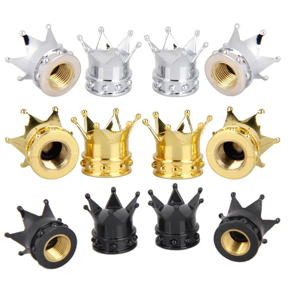 2 Pcs/lot Bicycle Tire Valve Caps Universal Dustproof Gold Crown Tyre Wheel Stem Air Valve Caps Tire Valve Auto Truck Bike HOT