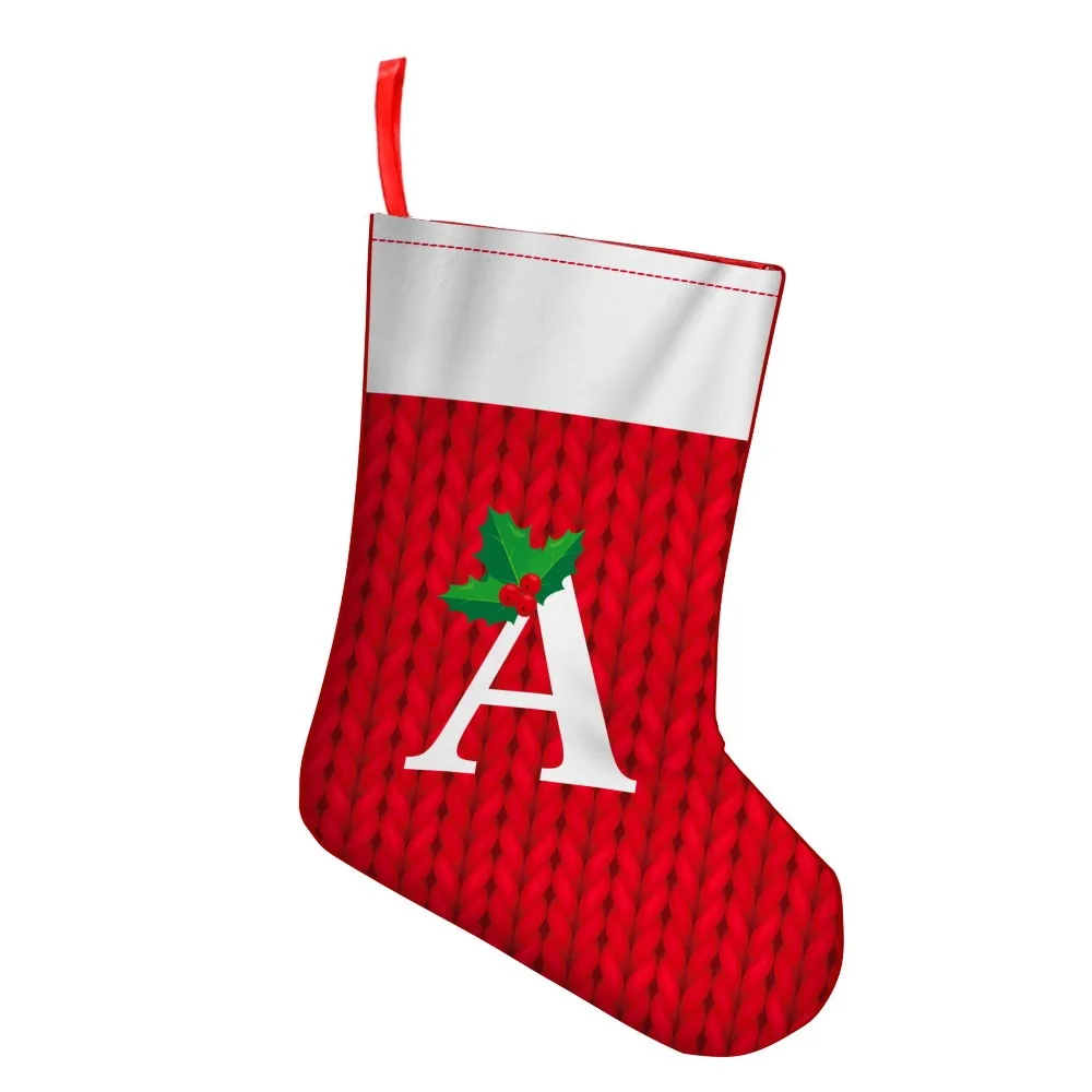 

Portable A-Z Christmas Alphabet Socks Creativity Large Capacity Red Letter Socks Cute Thickened Christmas Gift Bag Bedside