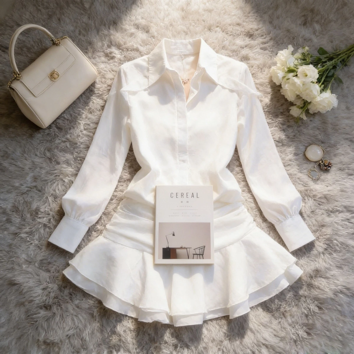 Elegante witte shirtjurk voor  - Korean Style A Line Shirt Dress recensie en prijs