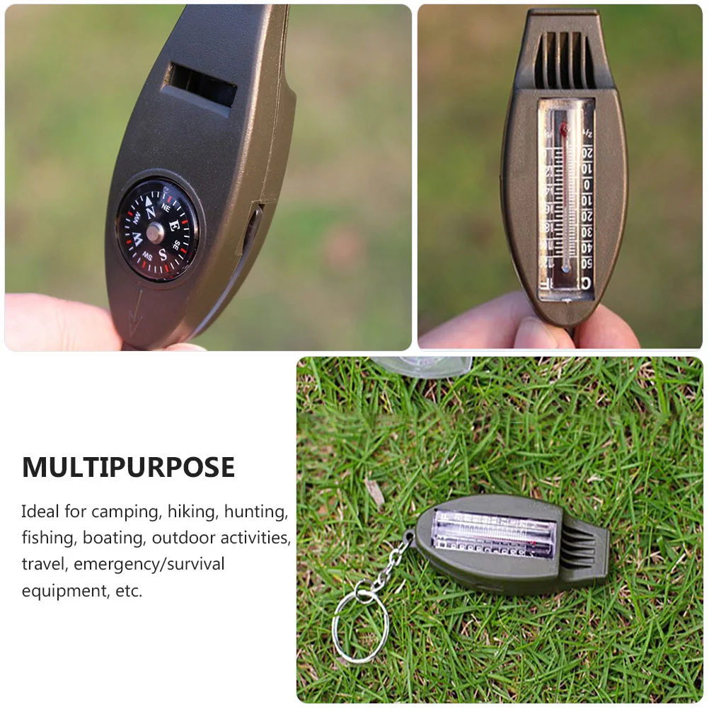 2pcs Four-In-One Outdoor Survival Whistle Compass Thermometer Magnifying Glass Portable Tool For Camping Hiking Mountaineering