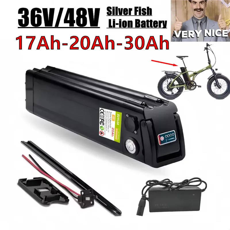 18650 Rechargeable Lithium Battery: 36 V-48V, 30 Ah, Built-in BMS, Used for Bafang Silverfish 250 W-1000 W Motor Kit