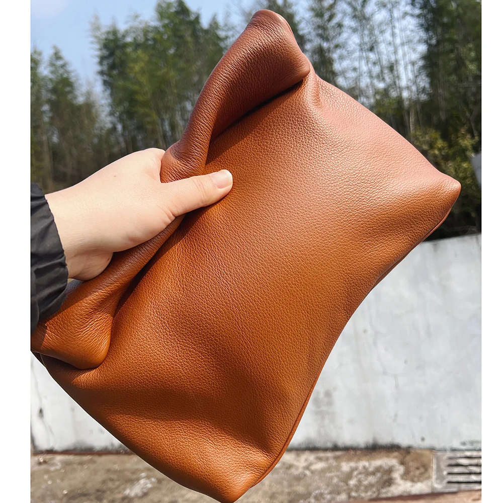 Neue Euro-Mode Gekräuselte Handtaschen Trendige Büro-Handtaschen mit Handyfächern Hochwertige Tragbare Echtleder-Handtaschen für Damen – Detail 15