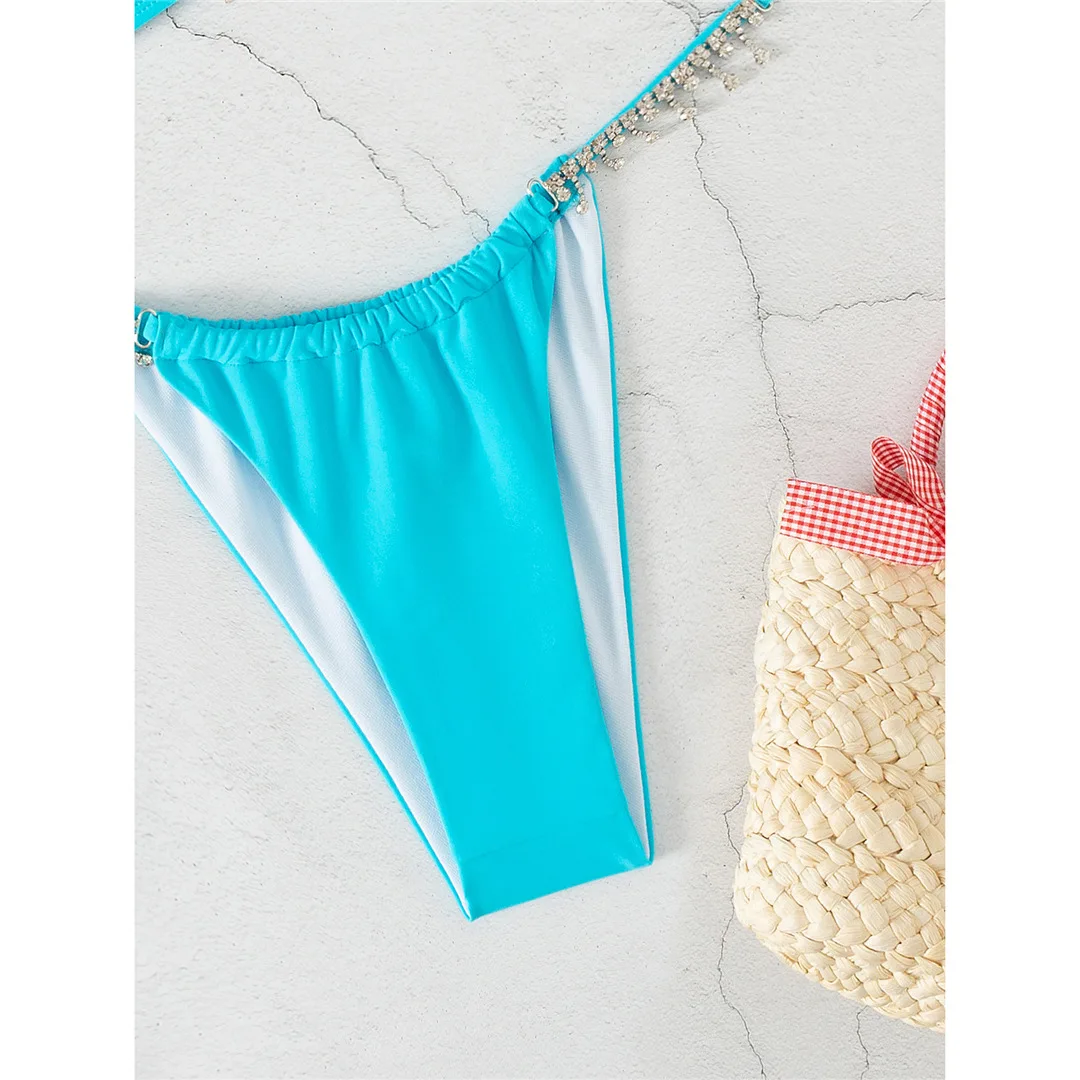 2026 Neuer Sexy Strass-Bandeau-Tanga-Bikini Damen-Bademode Zweiteiliger Bikini-Set Badeanzug Schwimmanzug V3981 – Detail 13