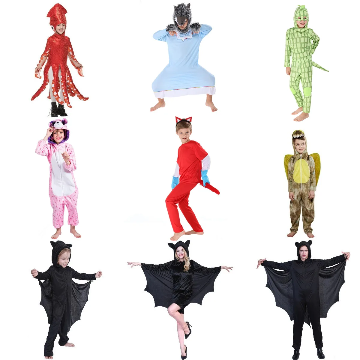 Adult Children Bat Dinosaur Performance Suit Cute Animal Costume Cosplay Jumpsuit loween Performance Outfit Stage Costume