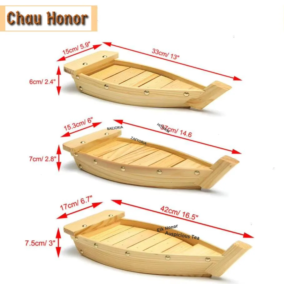 3 Sizes Japanese Cuisine Sushi Boats Sushi Tools Wood Handmade Simple Ship Sashimi Assorted Cold Dishes Tableware Bar