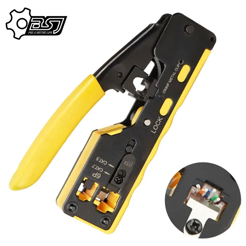 

Multifunctional Network Pliers Crimping Tool CAT5 CAT6 CAT7 RJ45 Pass Through All In One EZ Crimp Tool For Rj11 R12 RJ45