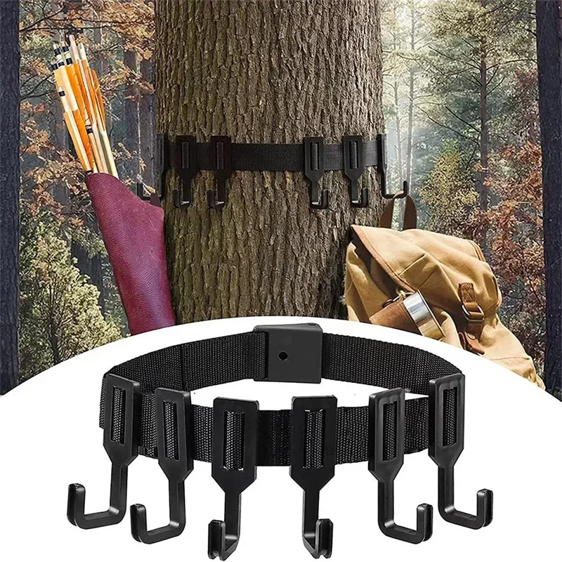 Treestand Strap Gear Hangers with Hooks Holder Multi-function Hook-and-Loop for Camping Hunting Hiking Bow/Quiver/Tree