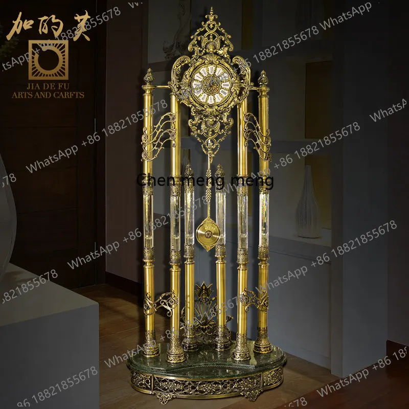 European floor clock living room villa standing clock creative bronze crystal clock light luxury import