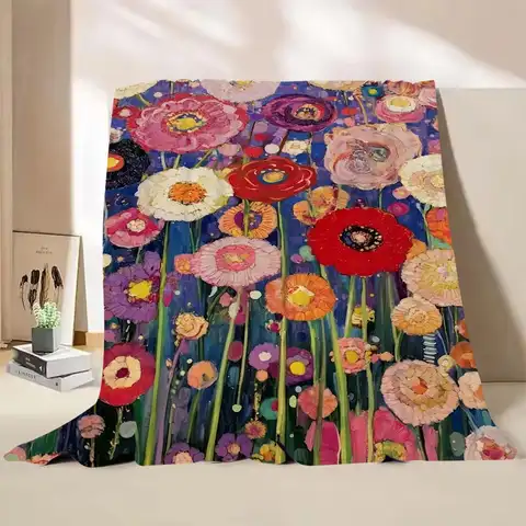 Coperta per pisolino in flanella con stampa notte stellata Gustav Klimt, morbida e calda per la casa, divano letto, ufficio, viaggio, accogliente coperta leggera