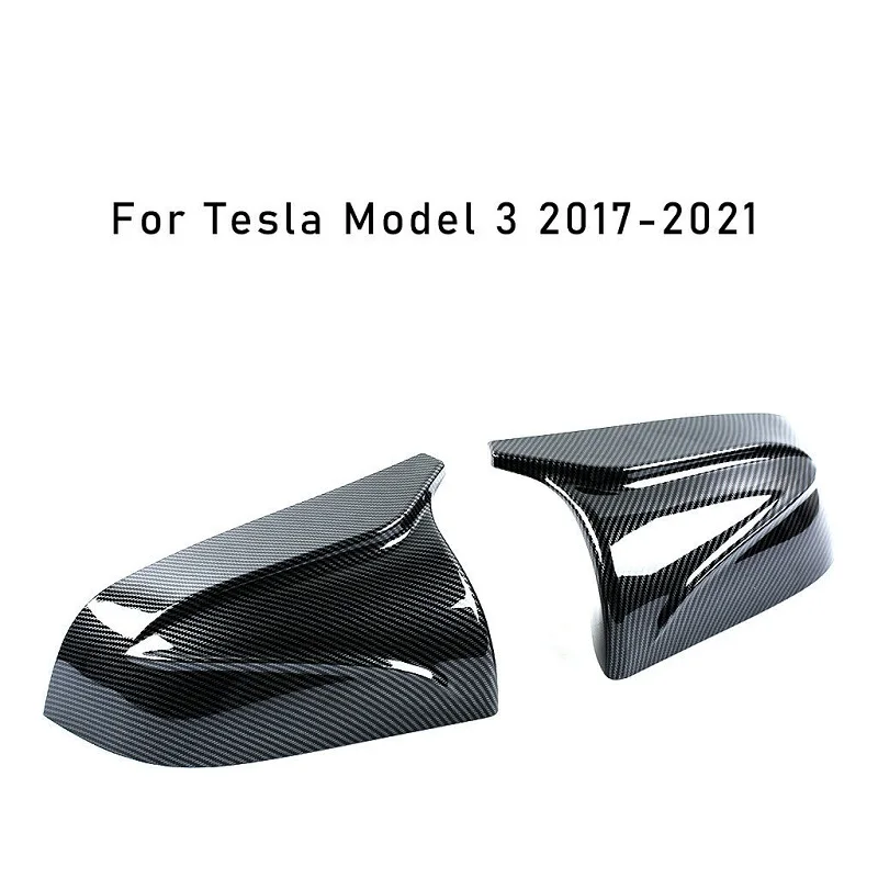 

2Pcs For Tesla Model 3 Car Rearview Mirror Cover Replacement ABS Carbon Fiber/Gloss Black 2017 2018 2019 2020 2021