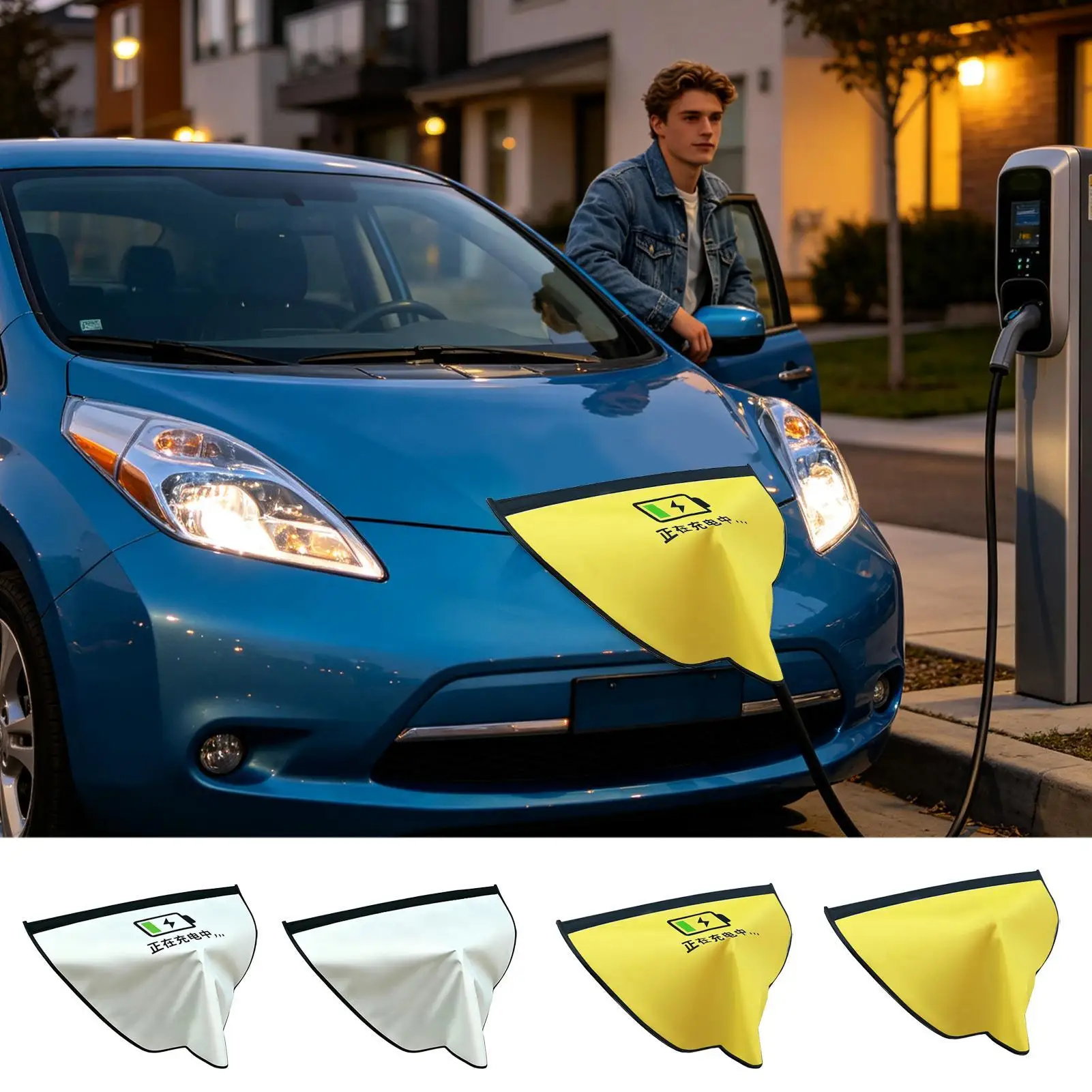 EV Charge Port Cover Large Rainproof Waterproof Dust-proof Sleeve Oxford Cloth EV Car Charging Port Cover for Rain Snow Damage