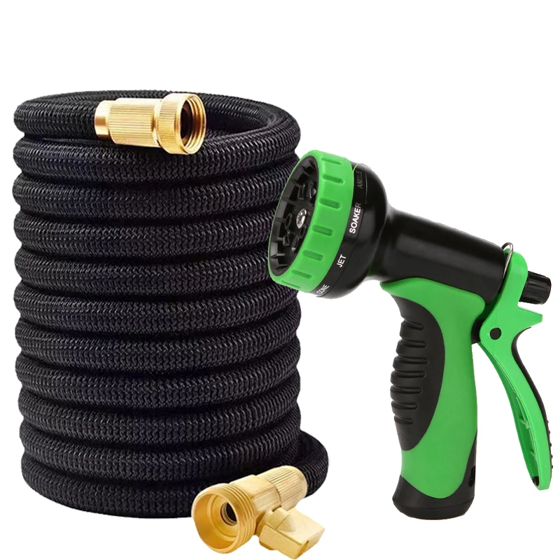 

1 комплект садового удлинительного шланга 25 футов-100 футов, 10-функциональный водяной пистолет высокого давления, садовый инструмент высокого давления для полива