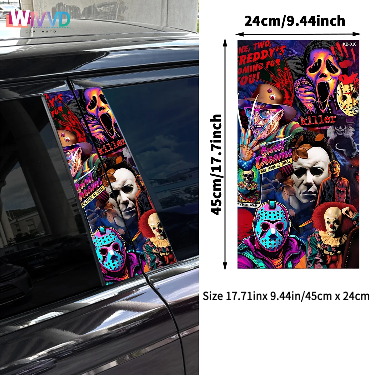 

1PC Terror Series Car Stickers Auto B Pillar Waterproof Decoration Cover Scratch DIY Doors Pillar Sunscreen Vinyl Decals