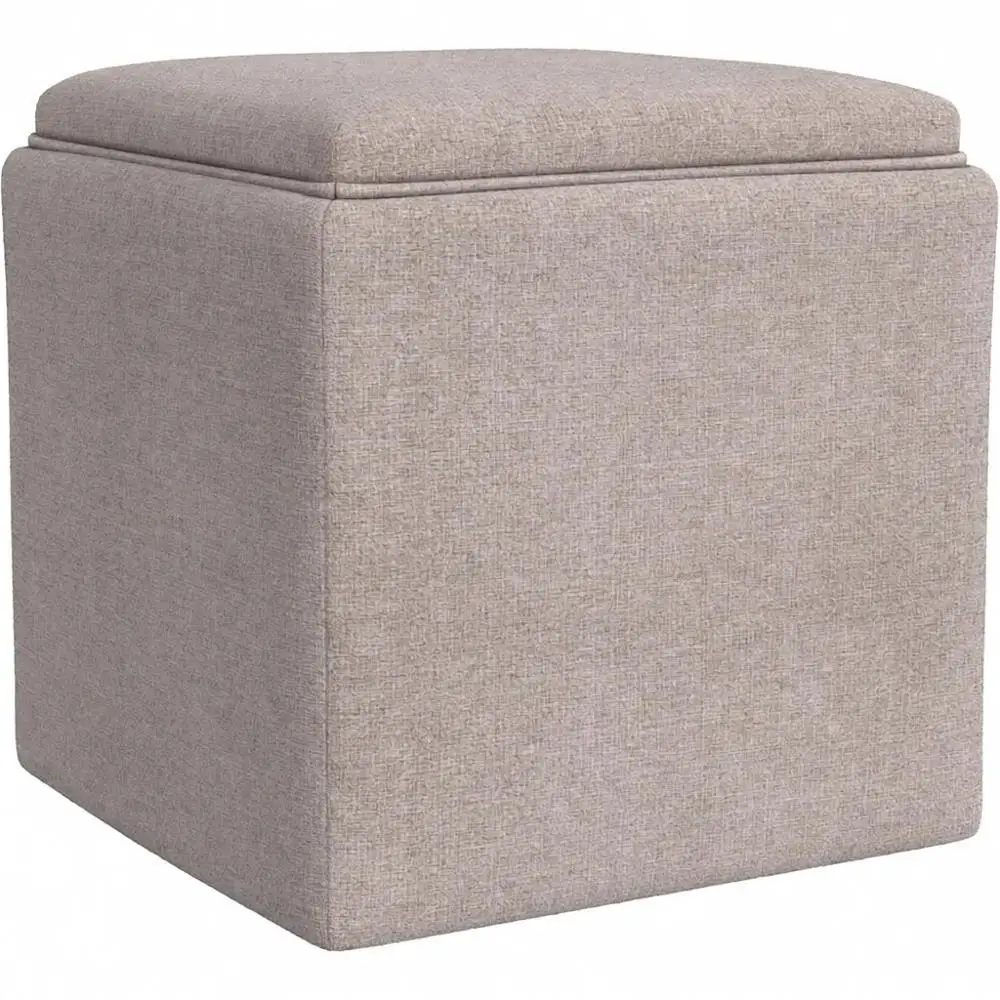 

Светло-коричневый плетеный квадратный пуф с подносом-столиком для хранения вещей и использования в жилых помещениях