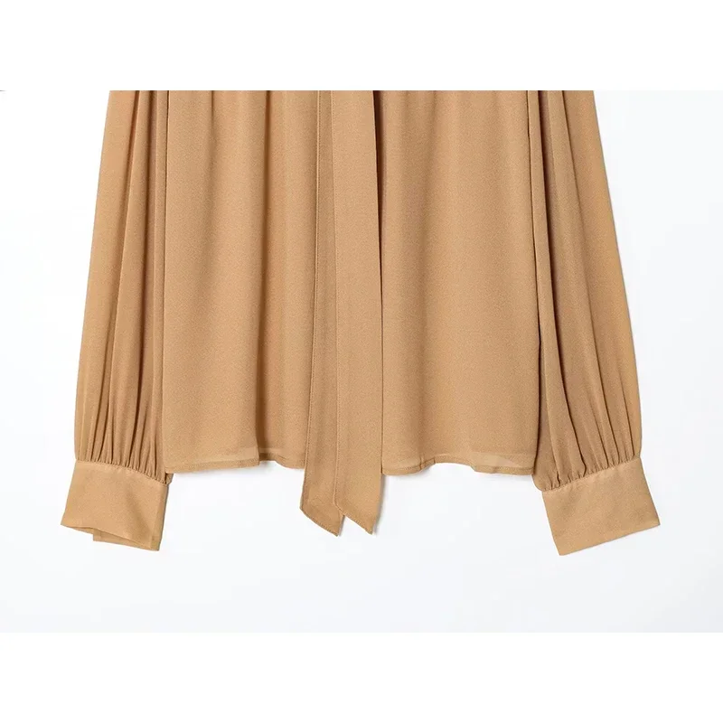 

2025 New Bow Collar Chiffon Blouse Women Elegant Office Shirts Long Sleeve Loose Fit Business Shirt(72 characters)