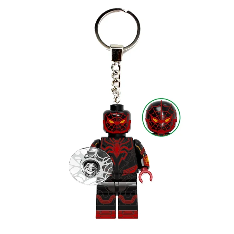 Marvel Spiderman men\'s and women\'s new creative cartoon puzzle assembled building blocks man-figure toy bag pendant keychain