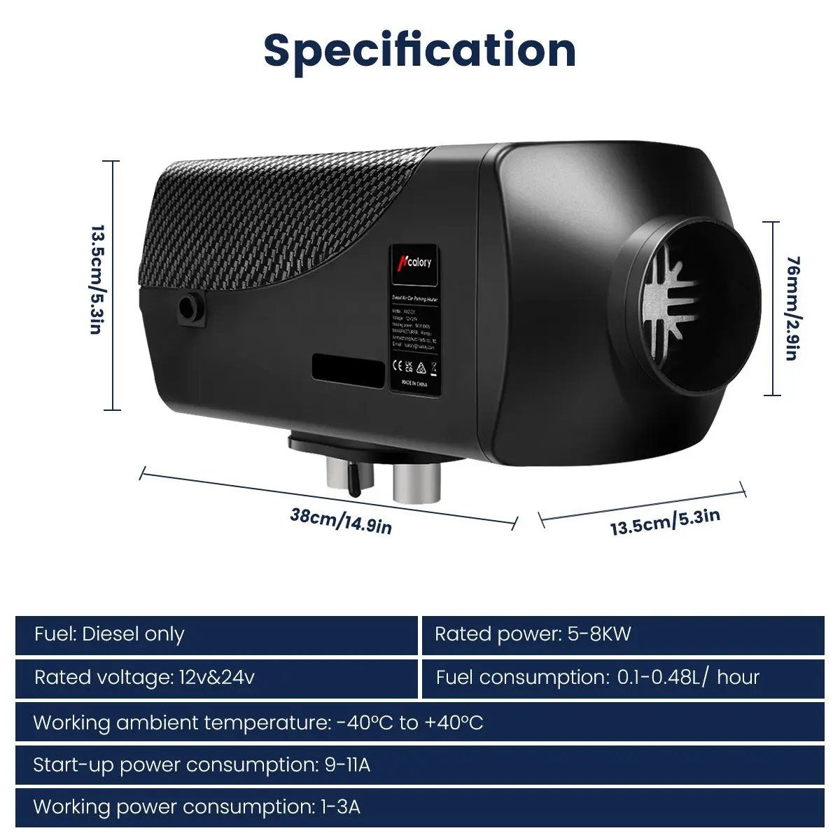 Hcalory Car Heater 5-8KW 12V&24V Universal Diesel Air Parking Heater 10L Tank bluetooth App Remote Control For Car SUV RV